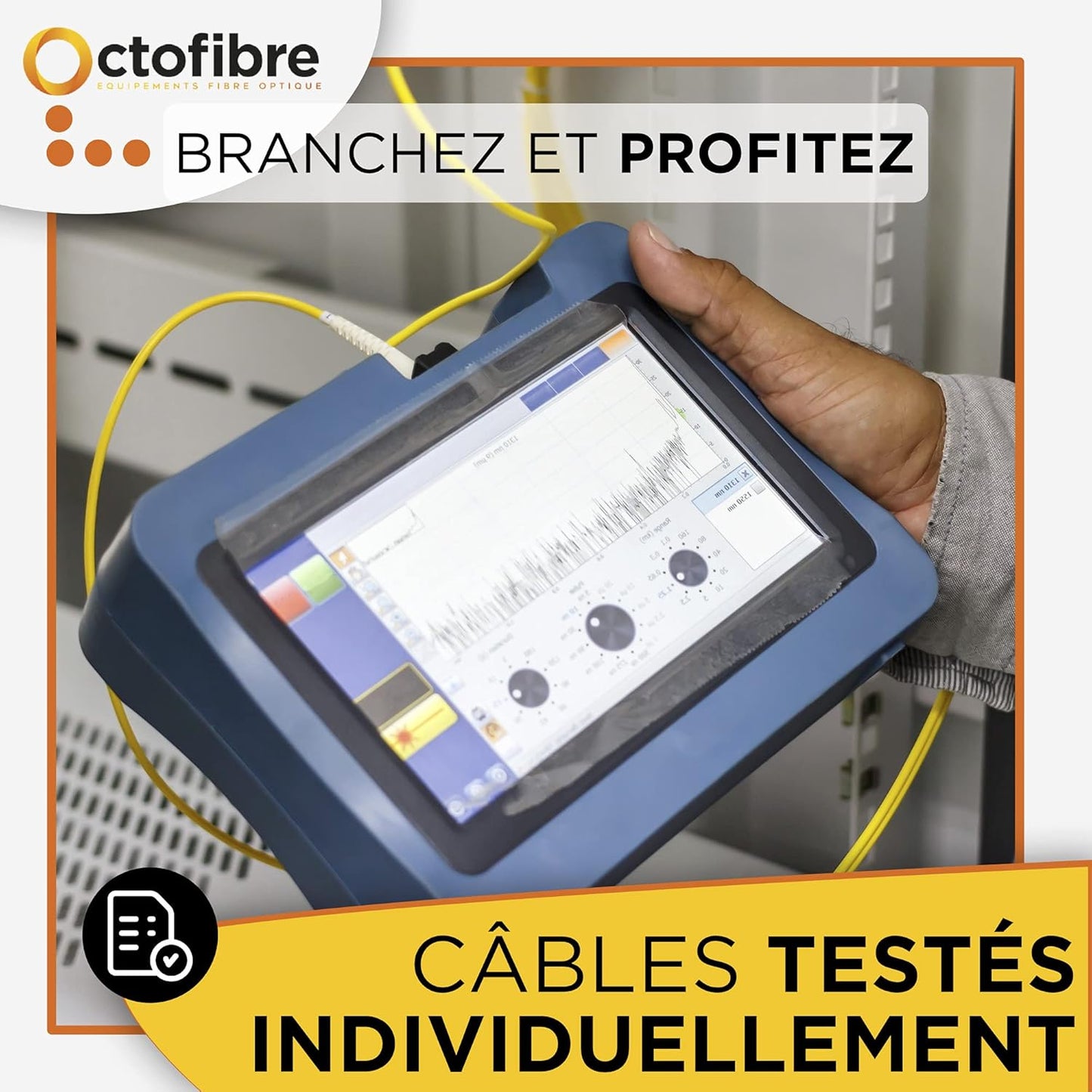 Octofibre - Câble Fibre Optique Orange SFR Bouygues - Renforcée Avec Blindage Kevlar - Rallonge/Jarretiere - SC APC vers SC APC - Garantie 10 Ans