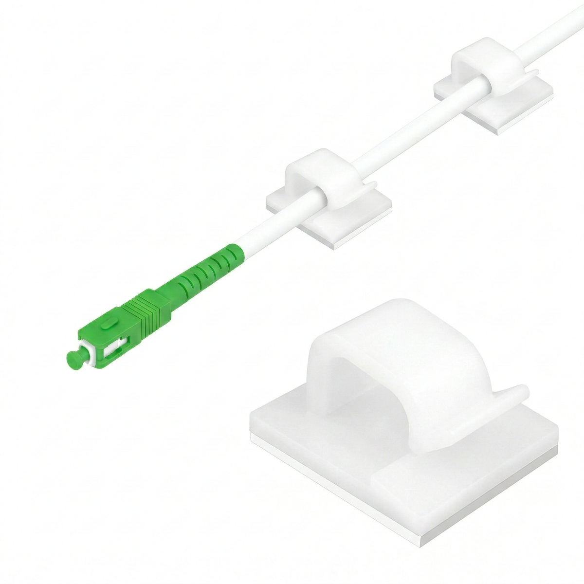 Lot de 20 clips adhésifs – Organisation de câbles (idéal fibre 0.9 – 3 mm, voiture/maison/bureau)