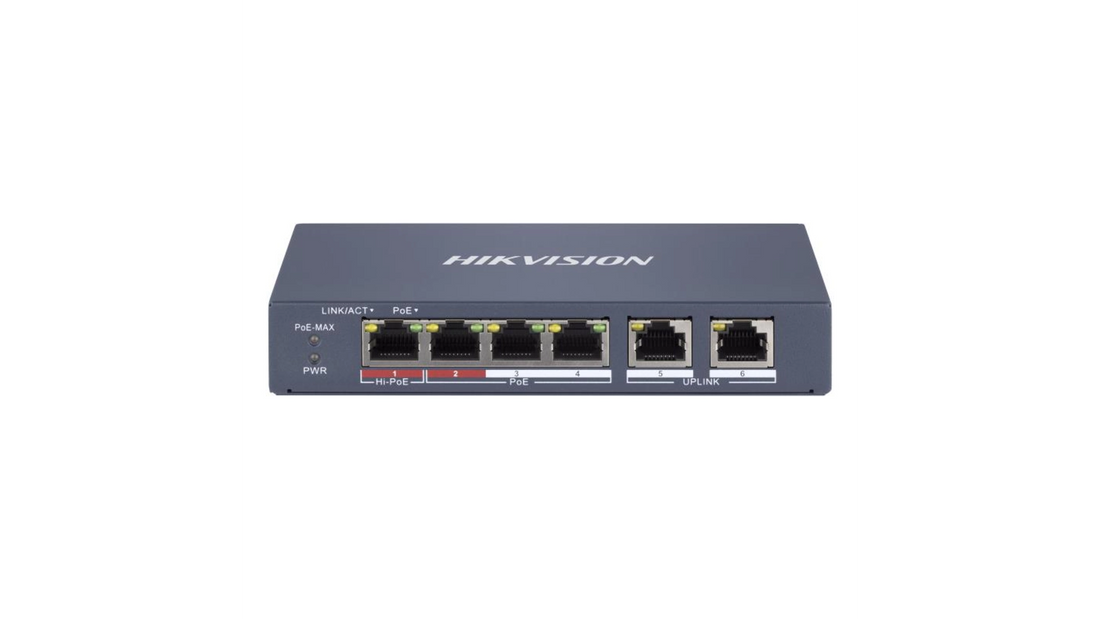 DS-3E1106HP-EI SWITCH L2 4 PORTS POE (60W) + 2 PORTS RJ45 /10/100