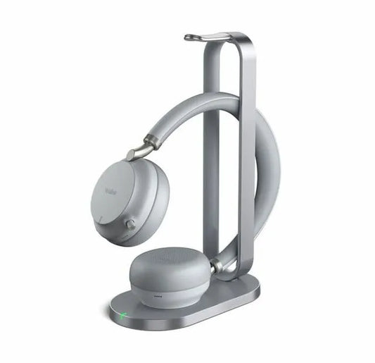CASQUE BLUETOOTH TEAMS/UC USB-A GRIS CLAIR AVEC SOCLE DE CHARGEMENT