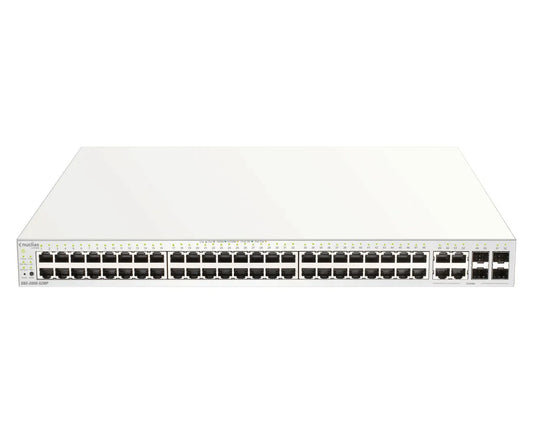 48 PORTS POE/POE+ +4 COMBO GE/SFP BUDGET POE 370w 1 AN DE LICENCE OFFERT NUCLIAS CLOUD – DBS-2000-52MP