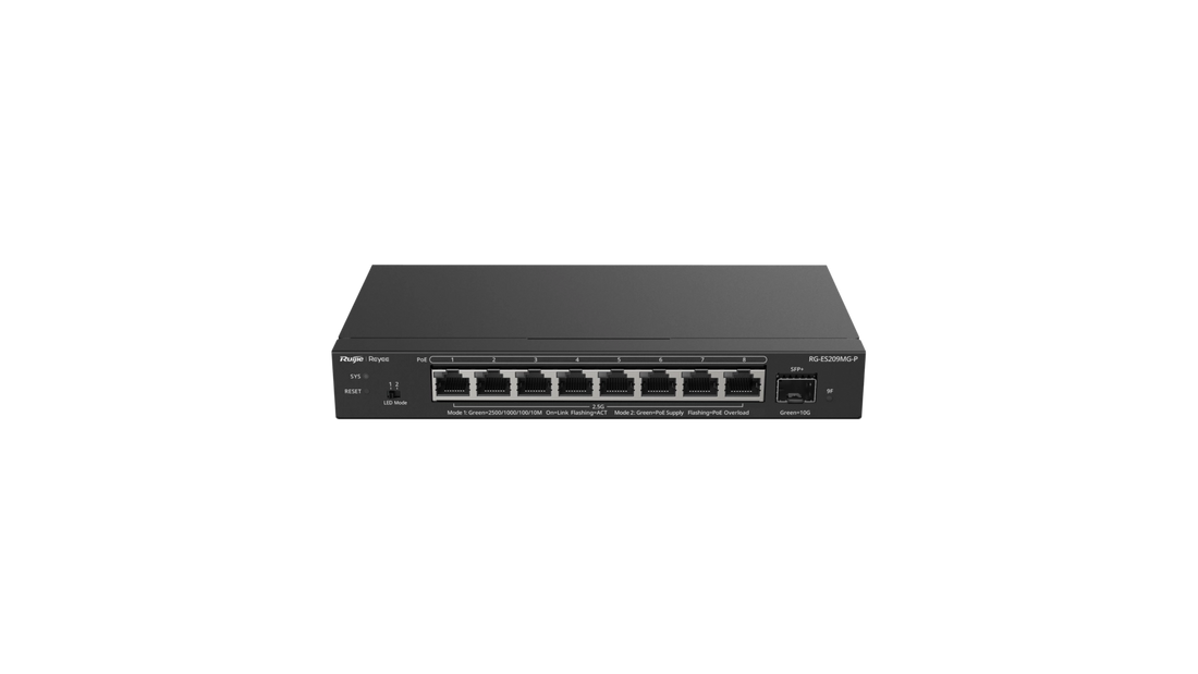 Switch 2.5G PoE+ Reyee ES209MG-P – 8 ports + uplink SFP+ 10G