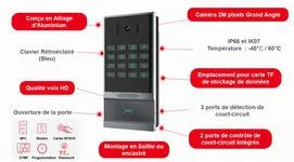 Interphone onvif son 2,5W 2MP 120 RFID – vue 5