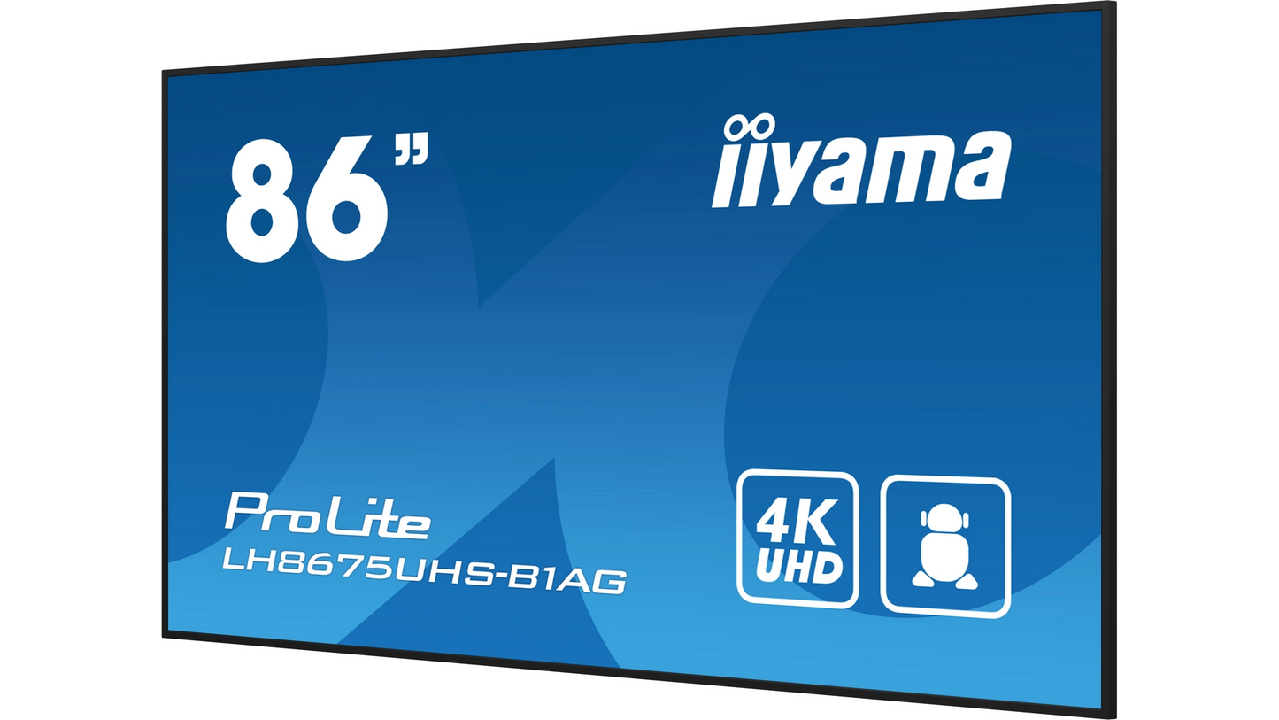 ECRAN 4K UHD 86' AFFICHAGE DYNAMIQU E 24/7 PAYSAGE + PORTRAIT module WiFi Android 11 OS