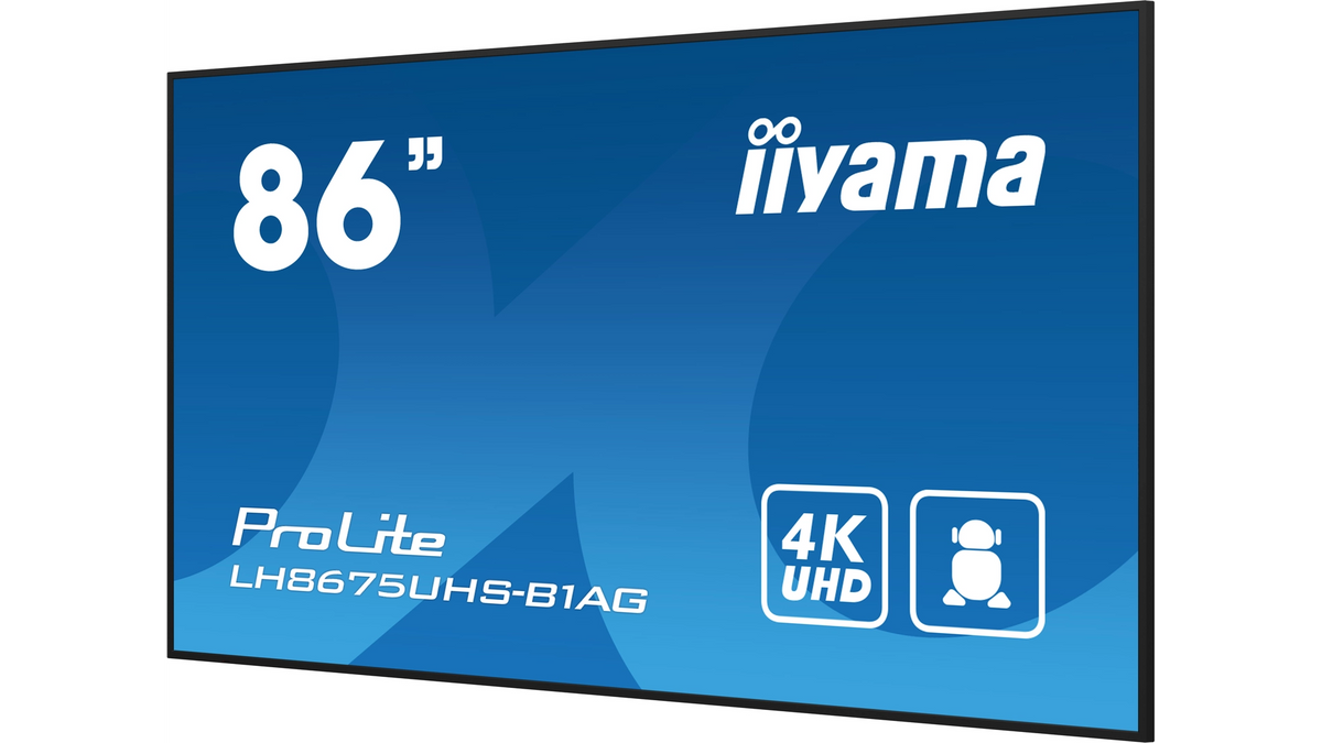 ECRAN 4K UHD 86' AFFICHAGE DYNAMIQU E 24/7 PAYSAGE + PORTRAIT module WiFi Android 11 OS