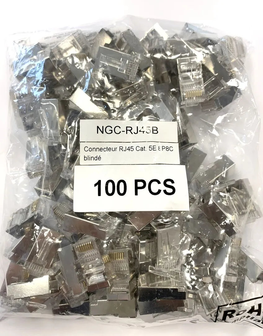 Connecteur électronique Plug RJ45 CAT5E Blinde 100pcs