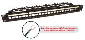 Panneau de brassage réseau nu 1U 19' pour 24 port RJ45, noir – vue 2