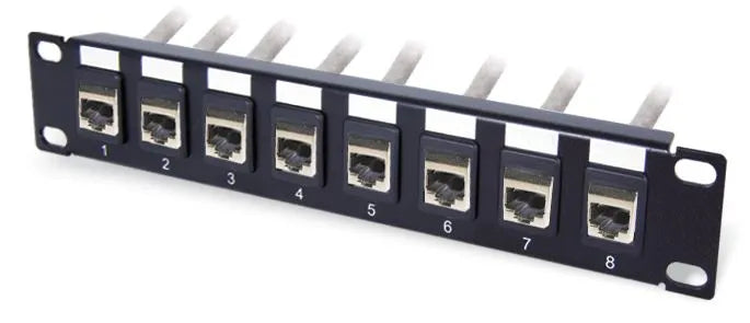 Panneau de brassage réseau 1U 10' Cat5E équipé 8 RJ45, noir