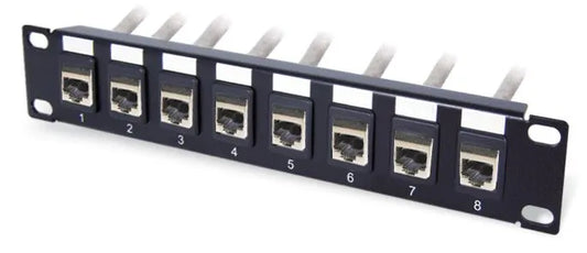 Panneau de brassage réseau 1U 10' Cat5E équipé 8 RJ45, noir