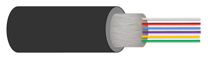CÂBLE 6 FO MULTIMODE INT/EXT 500M 50/125 OM3 DCA Structure serree 900um noire LSZH, anti rongeurs