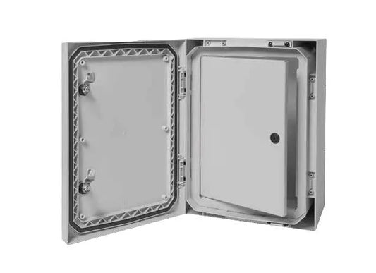 COFFRET EXTERIEUR 400x300x210mm EN POLYCARBONATE AVEC UNE PLATINE DE MONTAGE & SERRURE DE 2 POINTS