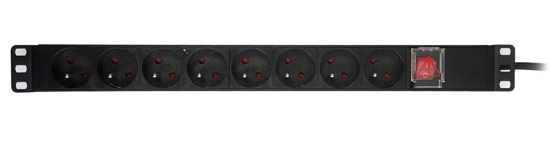 Bloc de distribution électrique PDU bandeau alim 19' 8P + inter noir