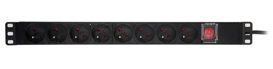 Bloc de distribution électrique PDU bandeau alim 19' 8P + inter noir