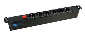 Bloc de distribution électrique PDU bandeau alu 6 prises 19'' + inter – vue 2