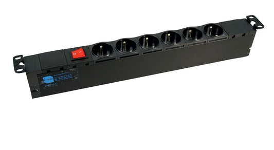 Bloc de distribution électrique PDU bandeau alu 6 prises 19'' + inter