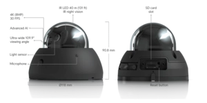 CAMÉRA DOME 4K INT/EXT IR 40m NOIRE Advanced AI : Reconnaissance faciale et plaques – vue 5