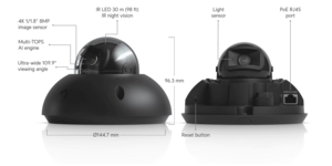 CAMÉRA G6 DOME 4K POE IP66/IK10 IR 30M MICRO NOIRE OBJ FIXE – vue 3