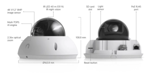 CAMÉRA G6 PRO DOME 4K PoE+ IP66 ZOO ZOOM X2 IR IA Blanche IK10 – vue 3